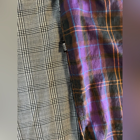 Hugo Boss casual button up - large - purple check pattern - GUC - Picture 5 of 5